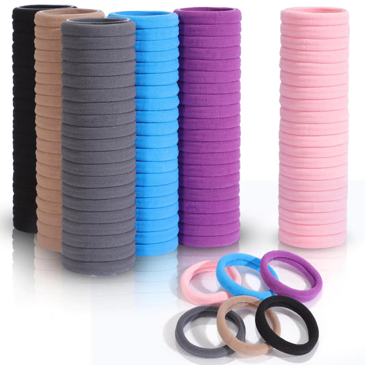 120PCS Black Hair Ties Seamless Hair Ties No Damage Ponytail Holders pony tails hair ties Hair Band Elastics Hair Accessories for Women Girls(Multicolor)
